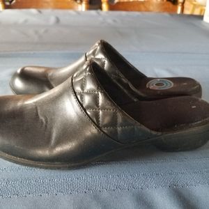 Black Faux Leather Clogs